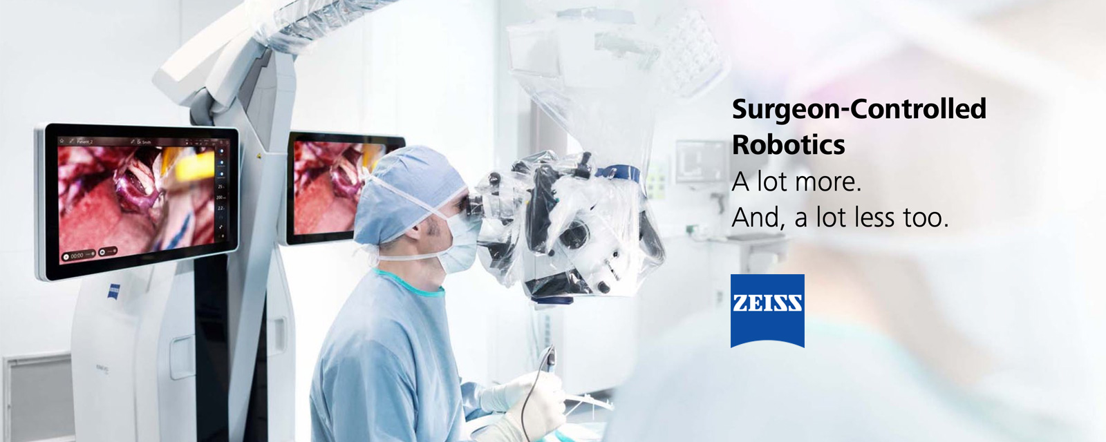 Surgeon using microscope during surgery